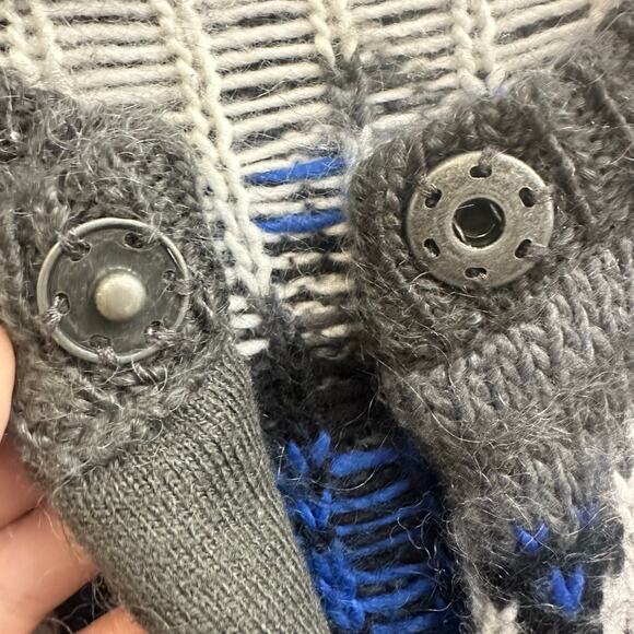 Free People Mohair Blend Long Cardigan Snap Closure Blue Gray Size Large - Picture 6 of 9